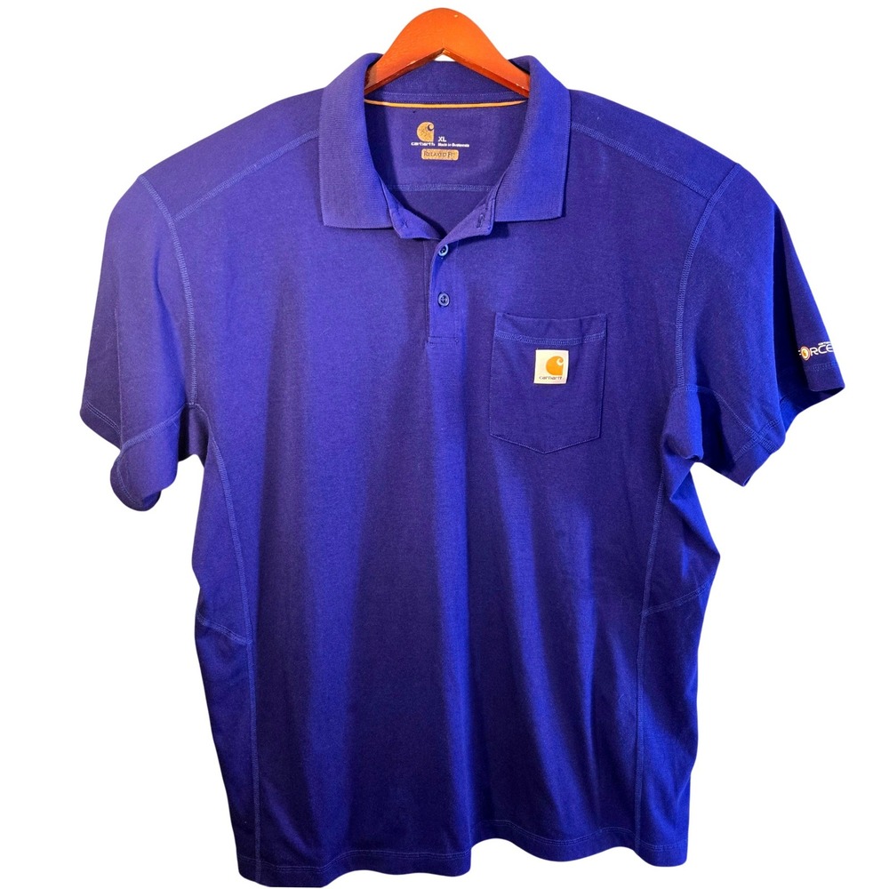 Carhartt Men's XL Blue Force Relaxed Fit Short Sleeve Work‎ Polo Shirt *Read*